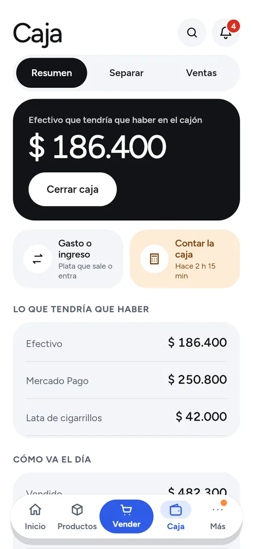 Caja del día en el celular: lo que tendría que haber y el botón para cerrar